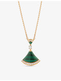 Bvlgari 18ct rose gold diamond and malachite pendant necklace, UK version