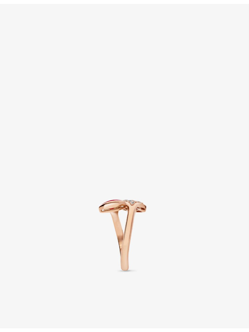 Bvlgari rose gold carnelian diamond ring 0.08ct - British product
