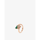 Divas Dream 18ct rose-gold, 0.08ct brilliant-cut diamond and malachite ring - 53mm