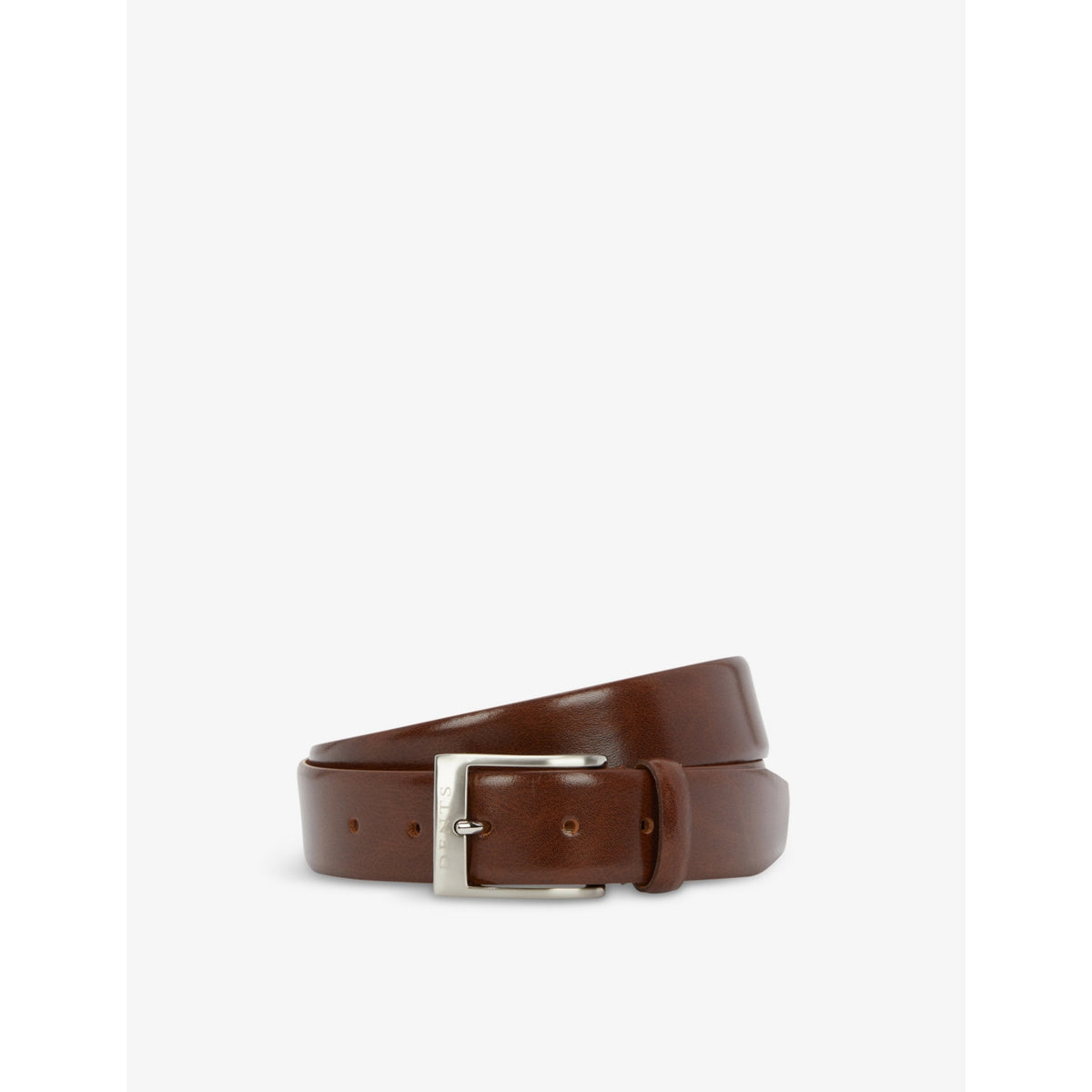 Logo-engraved leather belt - Gloss Mid Brown - S