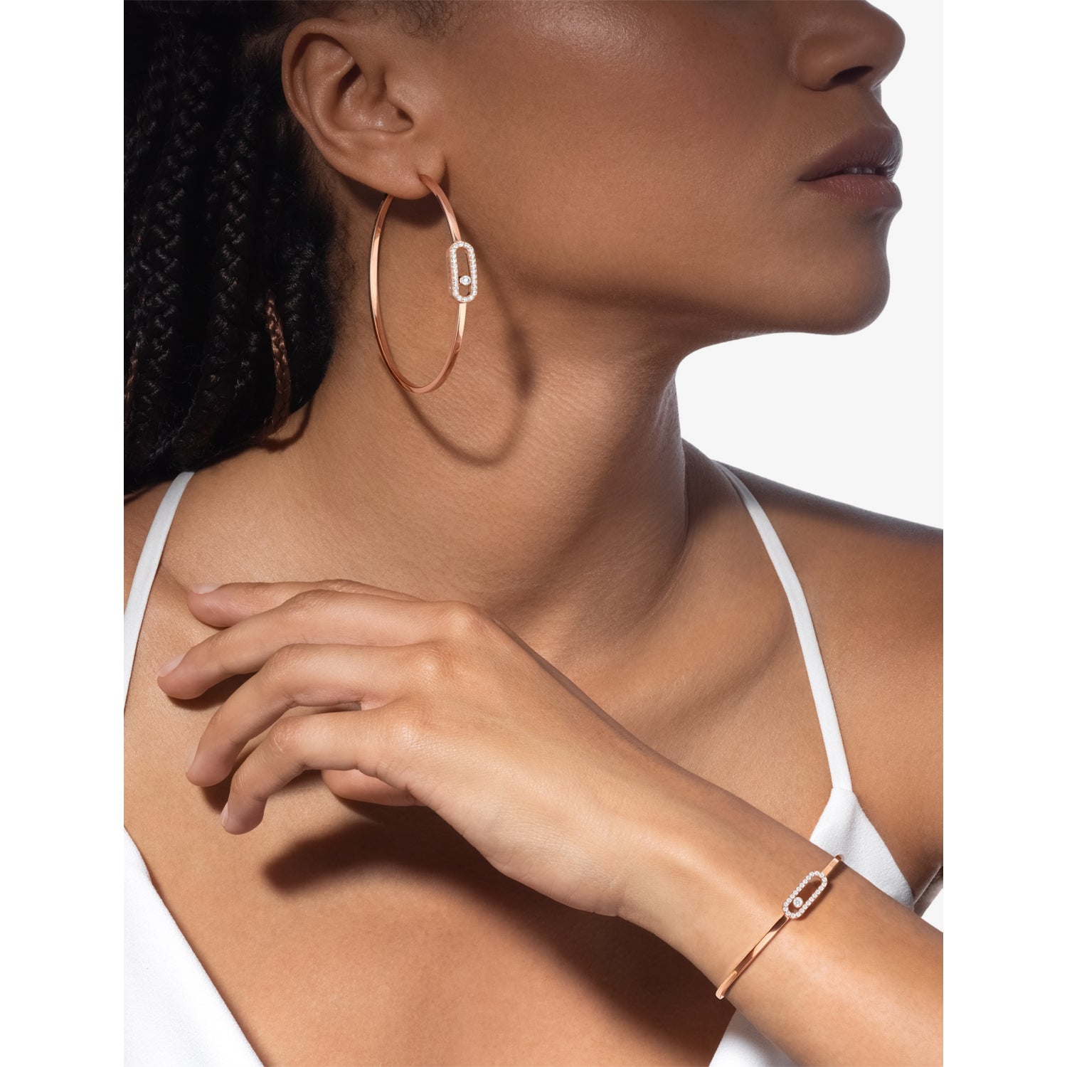Messika Move Uno Flex medium 18ct rose gold diamond bangle - British product