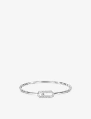 Messika Move Uno Flex Medium 18ct White Gold 0.34ct Diamond Bangle Bracelet