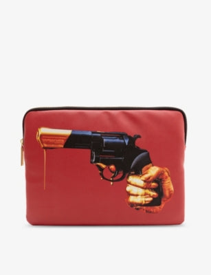 Seletti Revolver faux-leather laptop case 34cm x 25cm - British product
