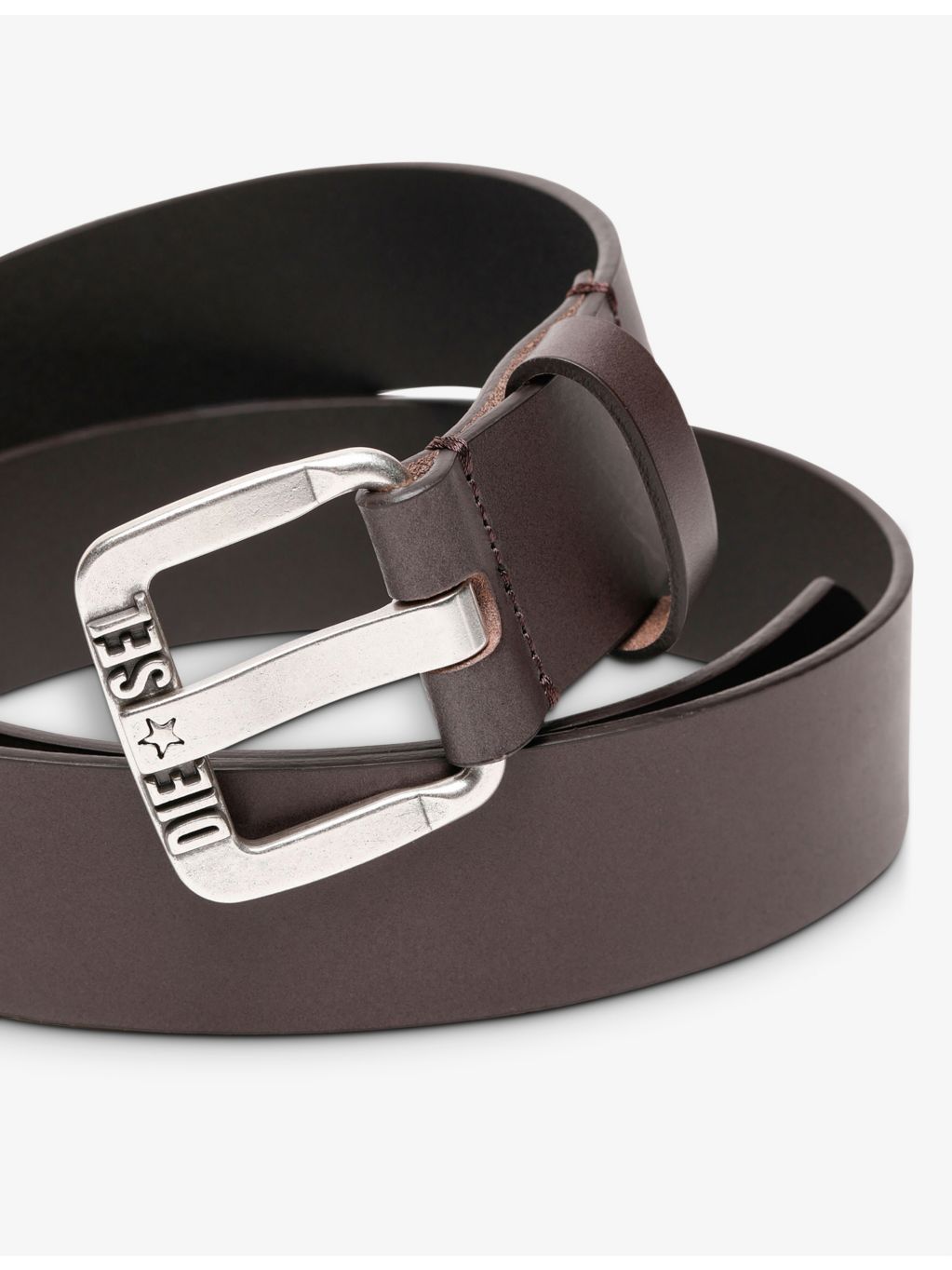 Diesel B-Star logo-embossed leather belt, UK version