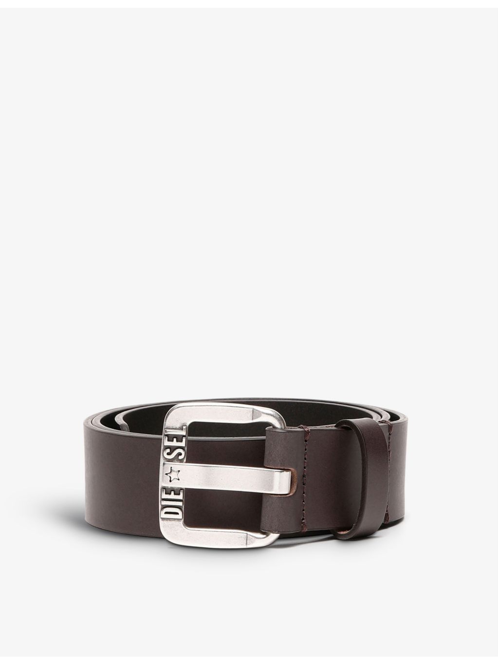 Diesel B-Star logo-embossed leather belt, UK version