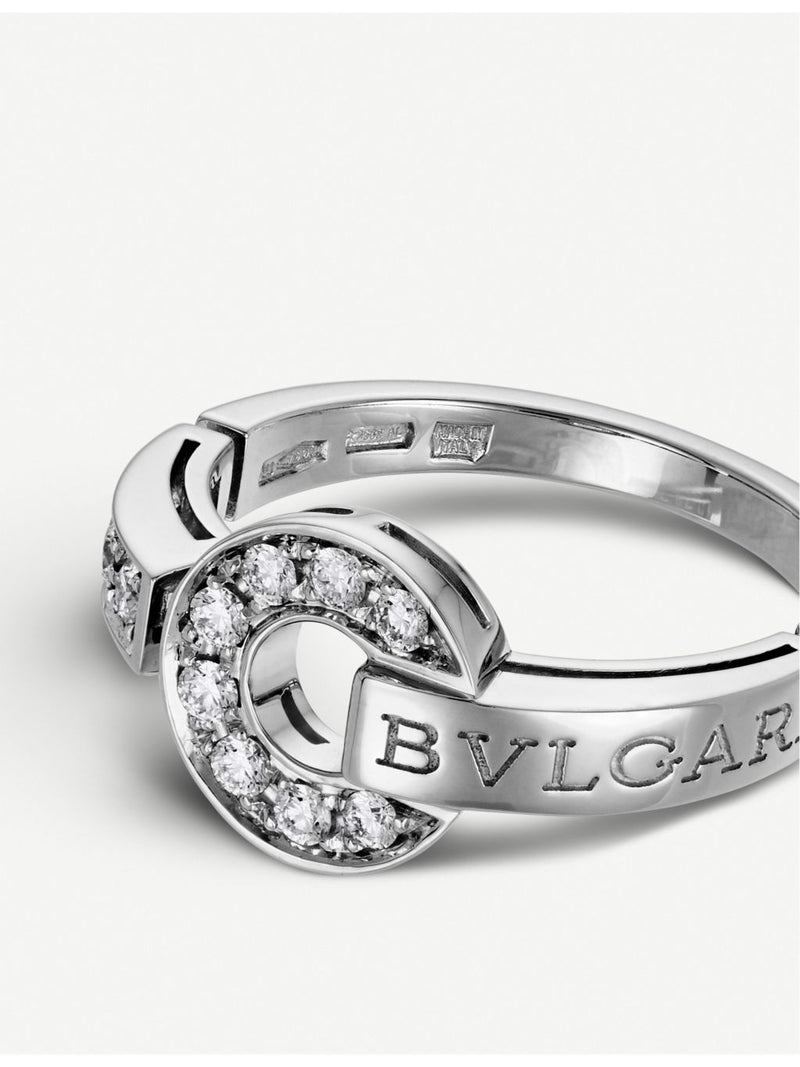 Bvlgari 18ct white-gold pavé diamond ring - British product