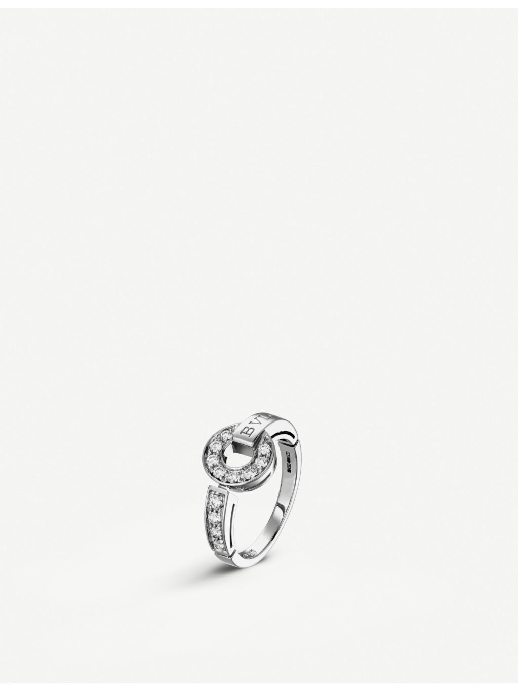 Bvlgari 18ct white-gold pavé diamond ring - British product