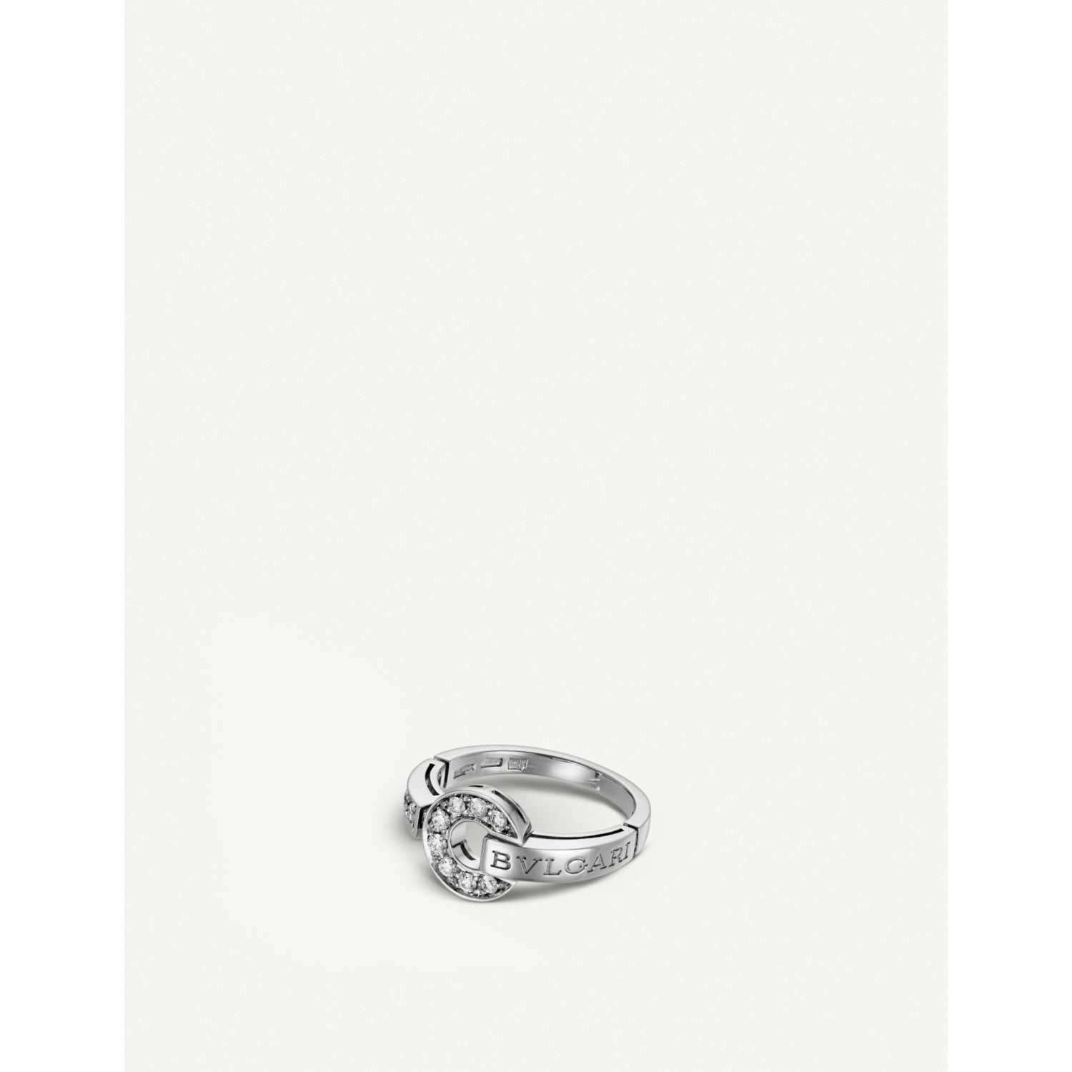 Bvlgari 18ct white-gold pavé diamond ring - British product