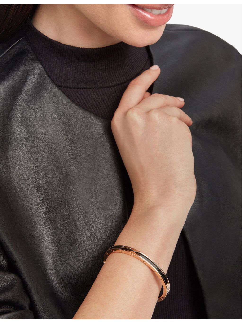 Bvlgari bangle bracelet 18ct rose gold and black ceramic (British brand)