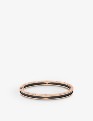 Bvlgari B.zero1 18ct Rose-Gold and Black Ceramic Bangle Bracelet 17cm - 19cm