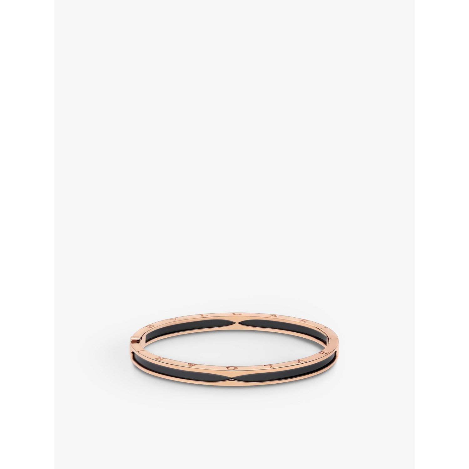 B.zero1 18ct rose-gold and black ceramic bangle bracelet - M
