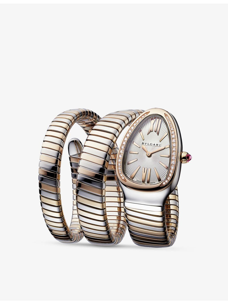 Bvlgari Serpenti Tubogas rose gold stainless steel diamond watch 35mm, UK version