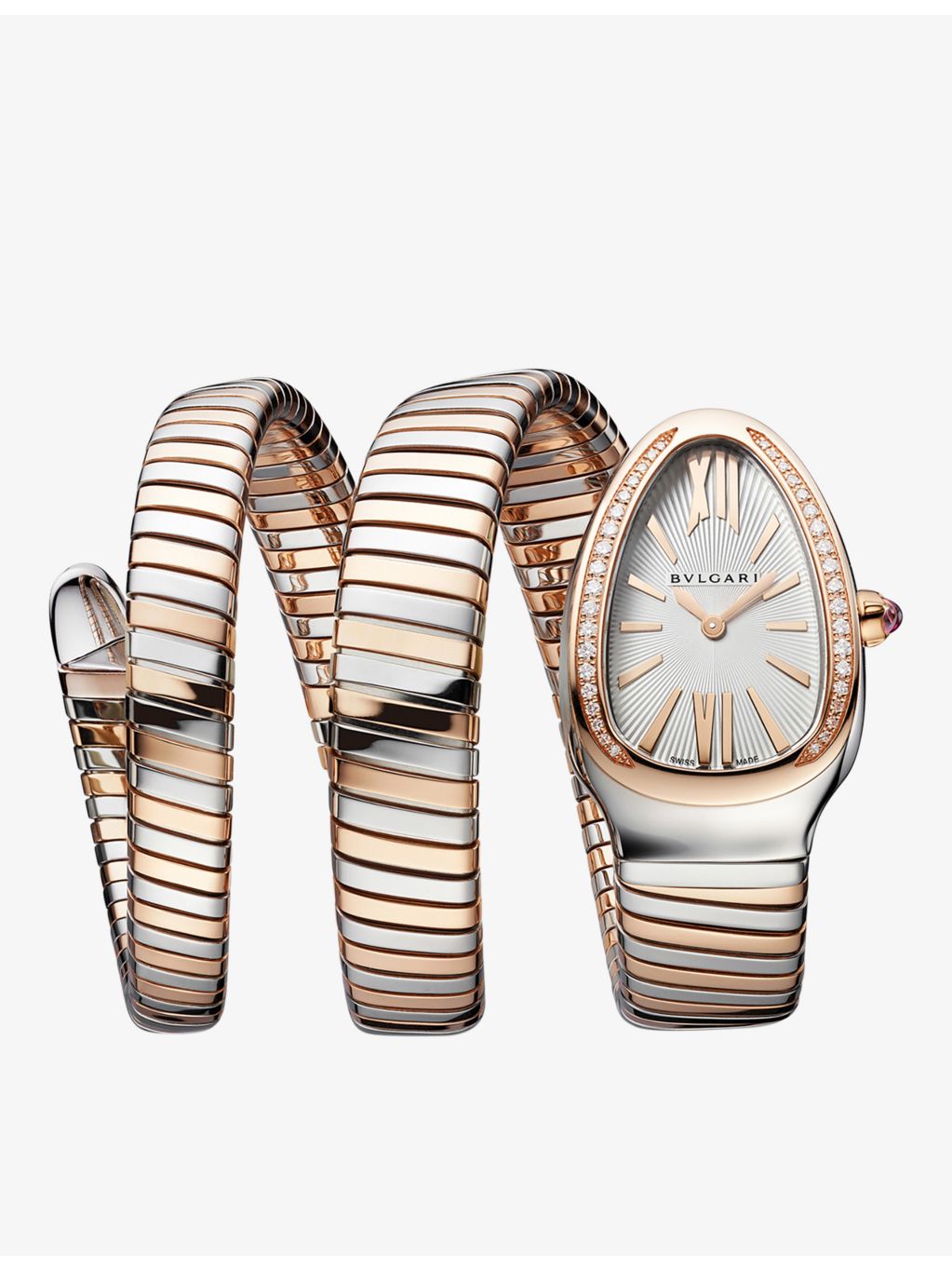 Bvlgari Serpenti Tubogas rose gold stainless steel diamond watch 35mm, UK version