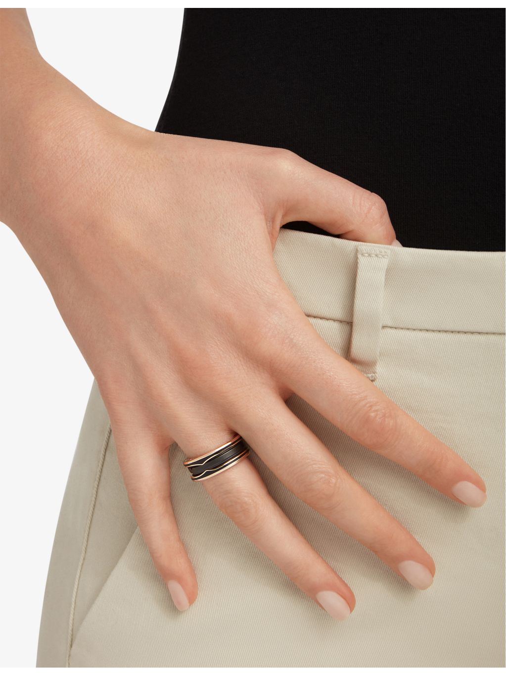 Bvlgari B.zero1 rose-gold ceramic ring, imported from the UK