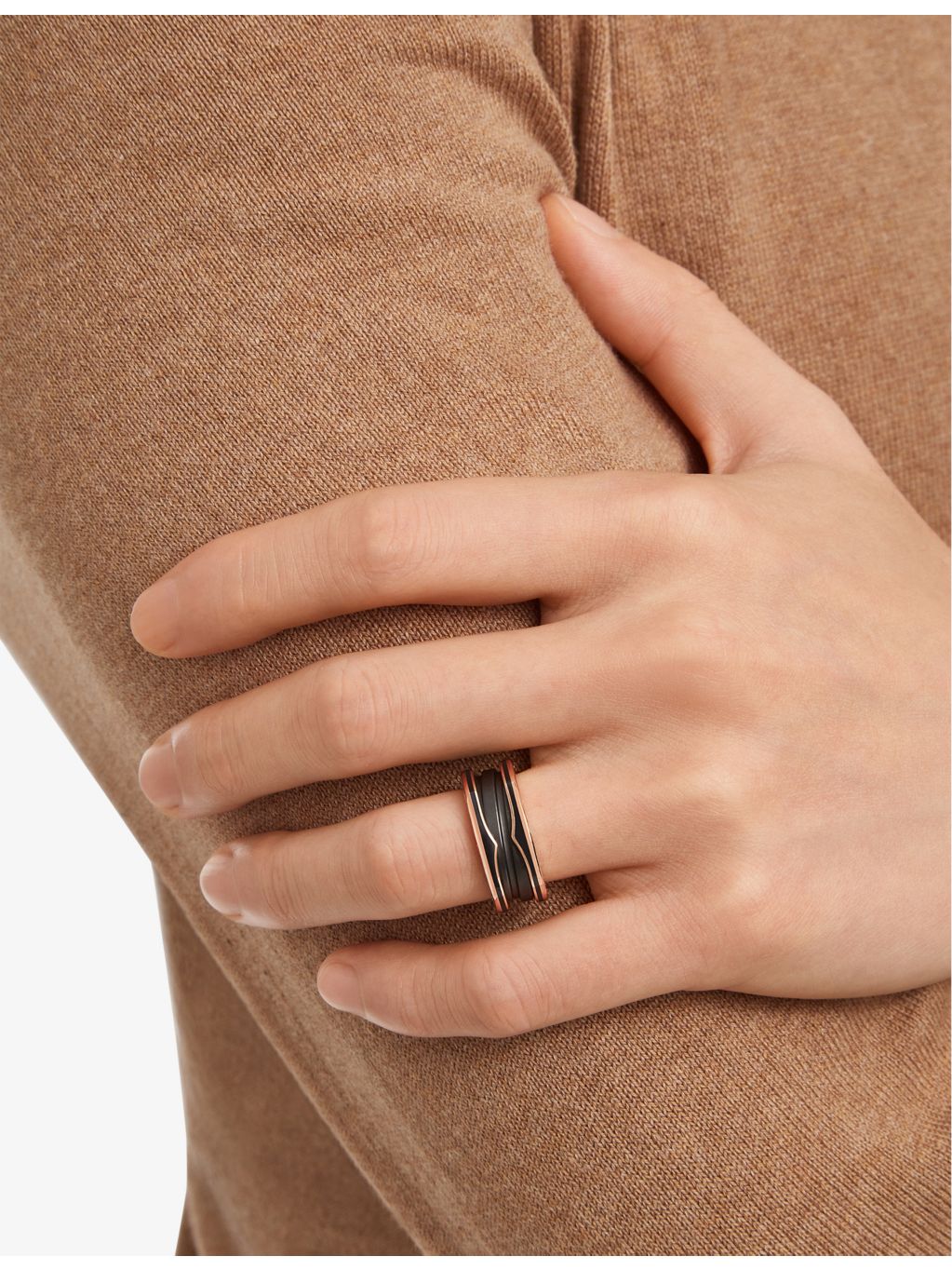 Bvlgari B.zero1 rose-gold ceramic ring, imported from the UK