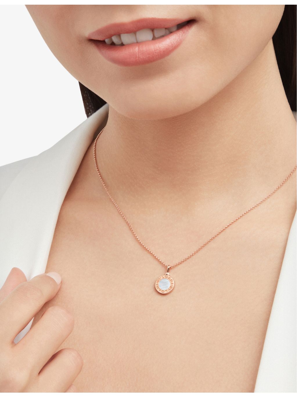 Bvlgari rose-gold and mother-of-pearl necklace, imported from the UK