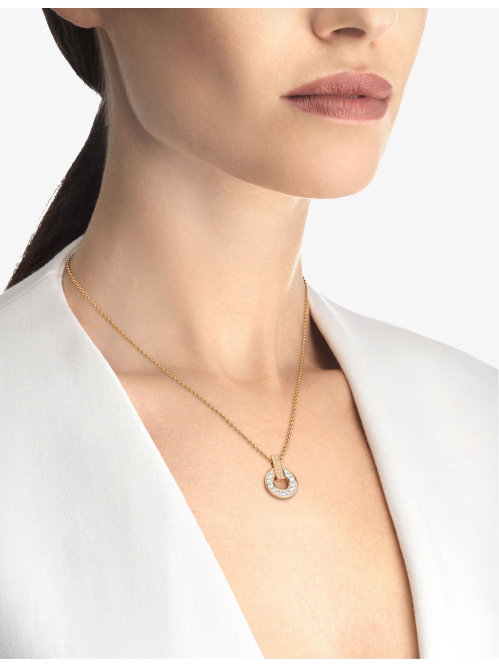 Bvlgari 18ct rose gold 0.37ct diamond pendant necklace, UK version