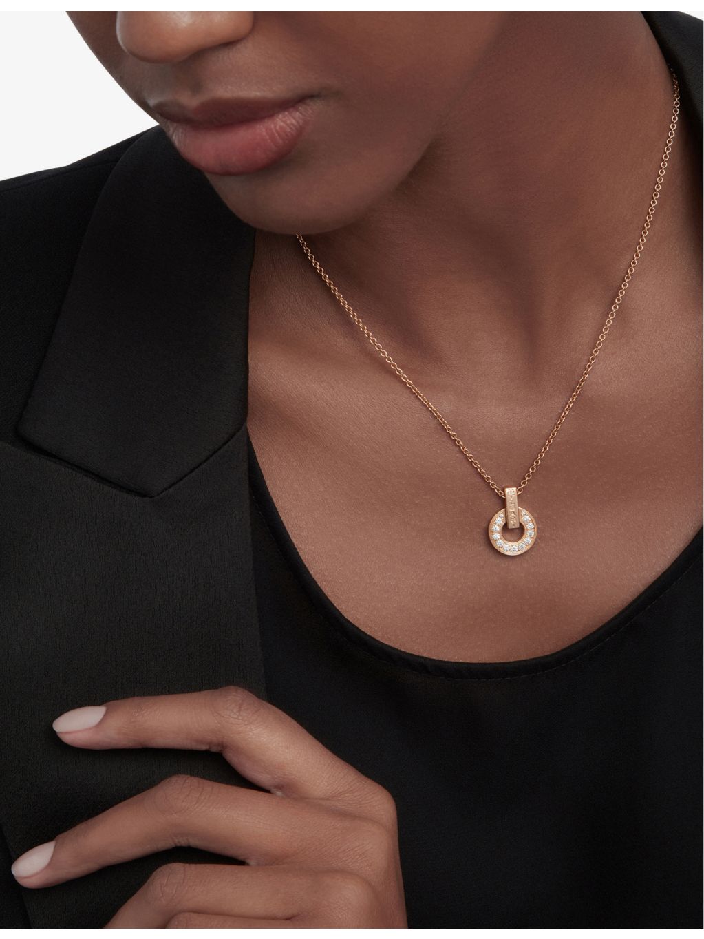 Bvlgari 18ct rose gold 0.37ct diamond pendant necklace, UK version