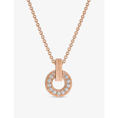 selfridges Bvlgari 18ct Rose-Gold 0.37ct Round Brilliant-Cut Diamond Pendant Necklace- Buy online at McGrocer