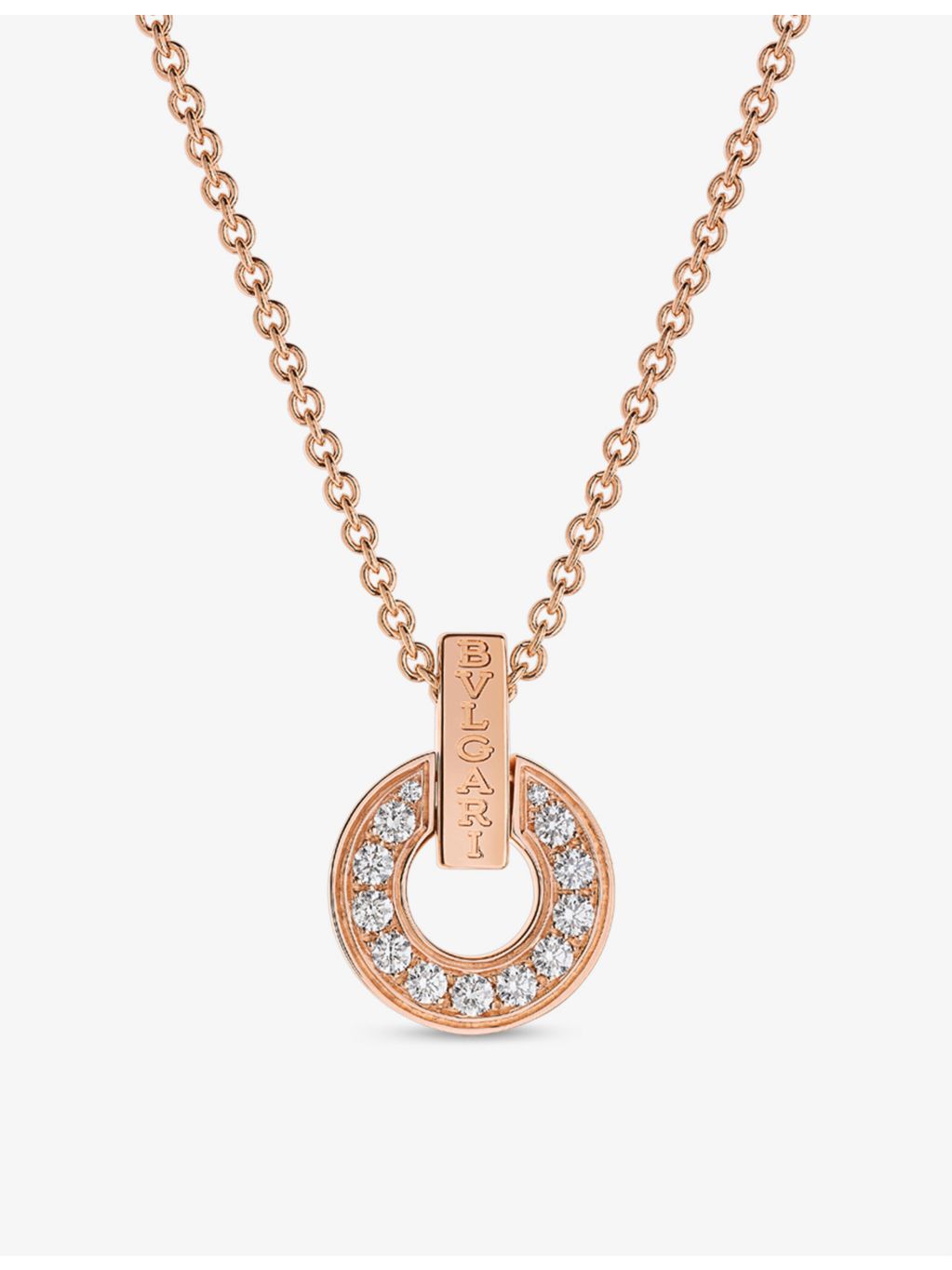 Bvlgari 18ct rose gold 0.37ct diamond pendant necklace, UK version