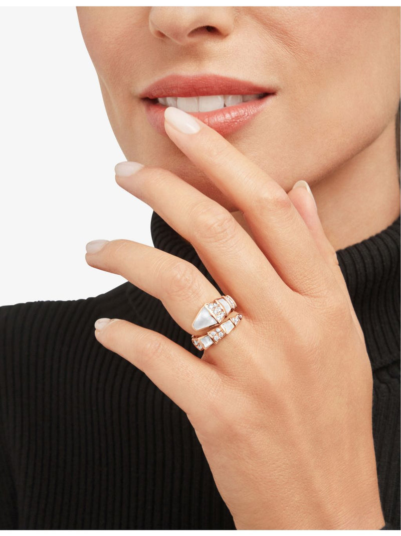 Bvlgari Serpenti Viper mother-of-pearl diamond ring, 18ct rose gold - British product
