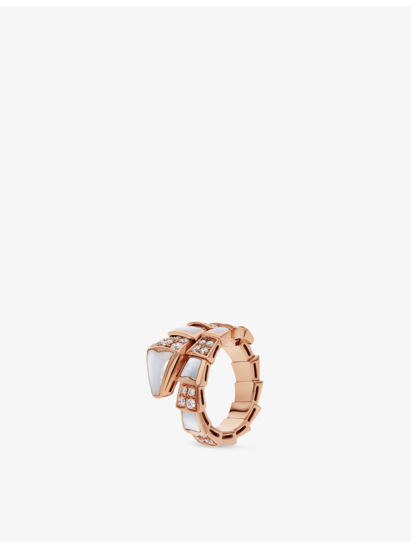 Bvlgari Serpenti Viper mother-of-pearl diamond ring, 18ct rose gold - British product