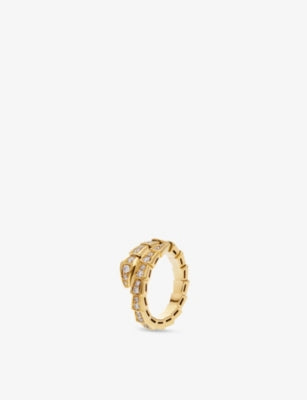 Bvlgari Serpenti Viper 18ct yellow-gold mother-of-pearl 0.82ct round brilliant-cut diamond ring