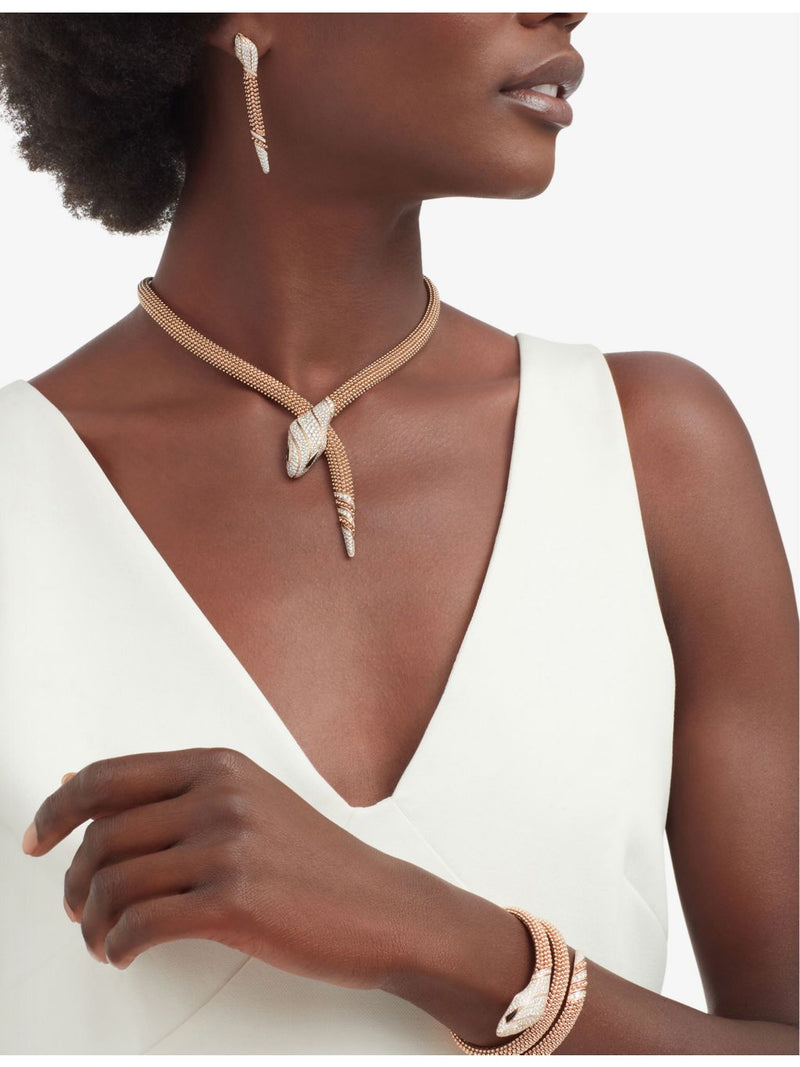 Bvlgari Serpenti rose-gold diamond necklace 3.13ct - British product