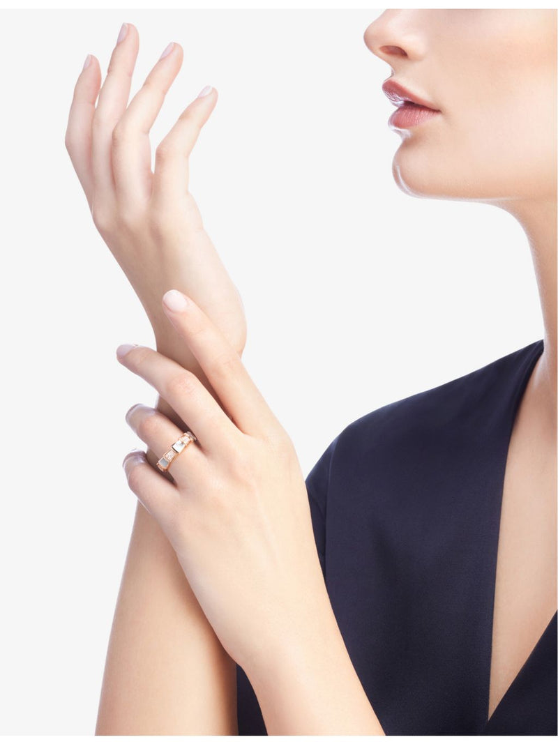 Bvlgari Serpenti Viper 18ct rose-gold diamond and mother of pearl ring (British brand)