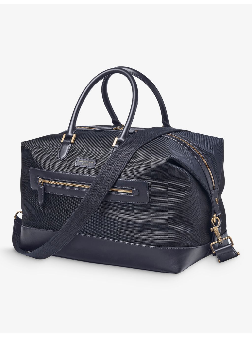 Aspinal of London logo-embellished woven duffle bag - British product