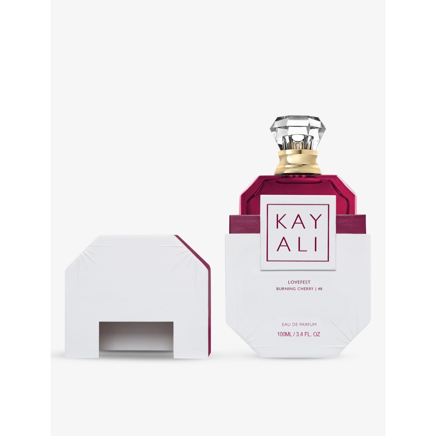 Kayali Lovefest Burning Cherry 48 eau de parfum, imported from the UK