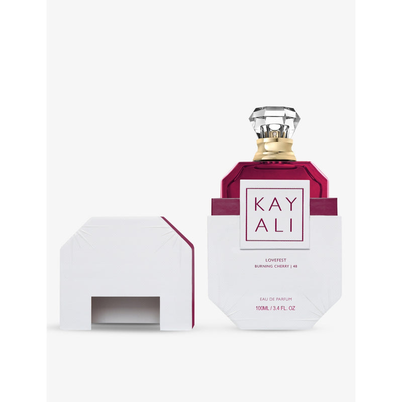 Kayali Lovefest Burning Cherry 48 eau de parfum, imported from the UK