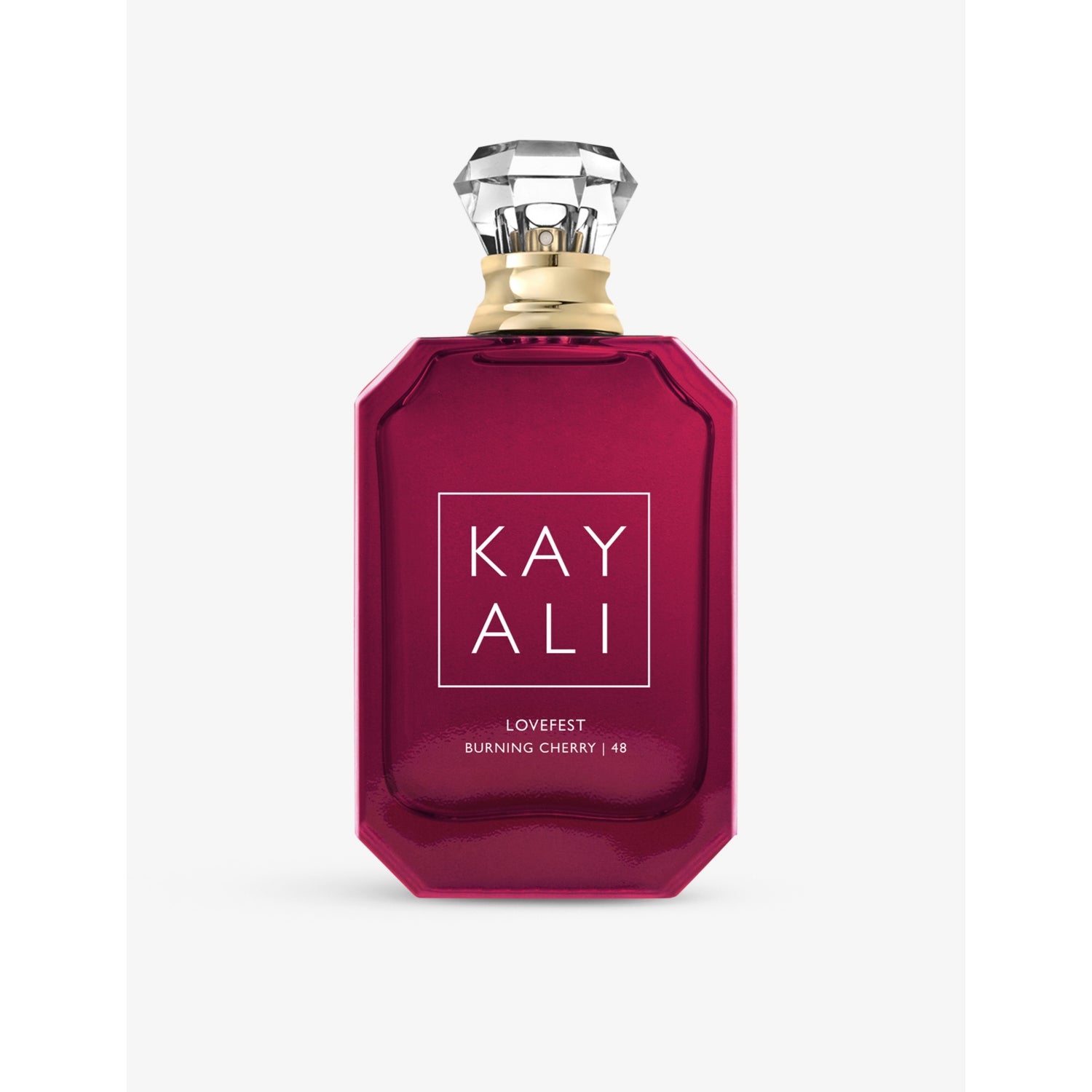 Kayali Lovefest Burning Cherry 48 eau de parfum, imported from the UK