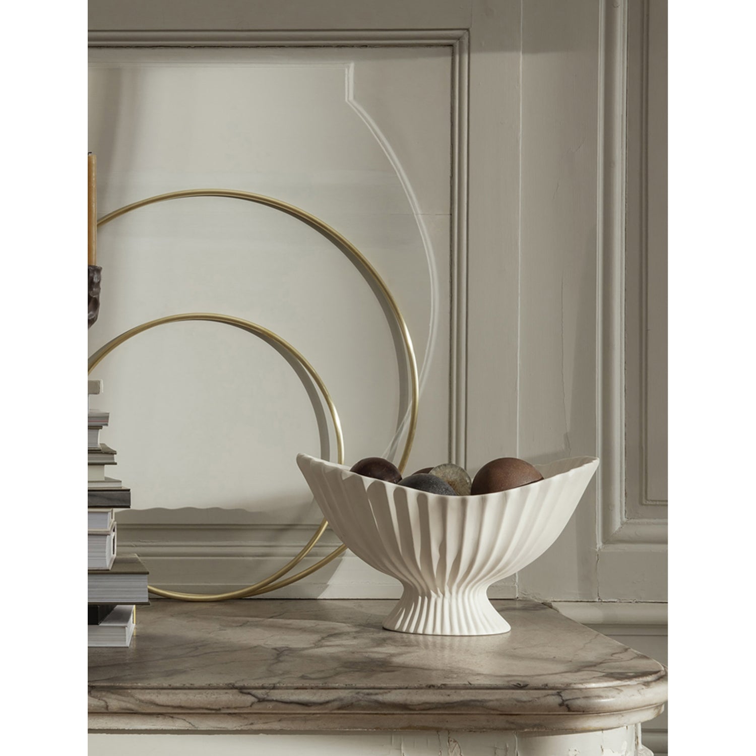 Ferm Living pleated stoneware centrepiece 24cm (British brand)