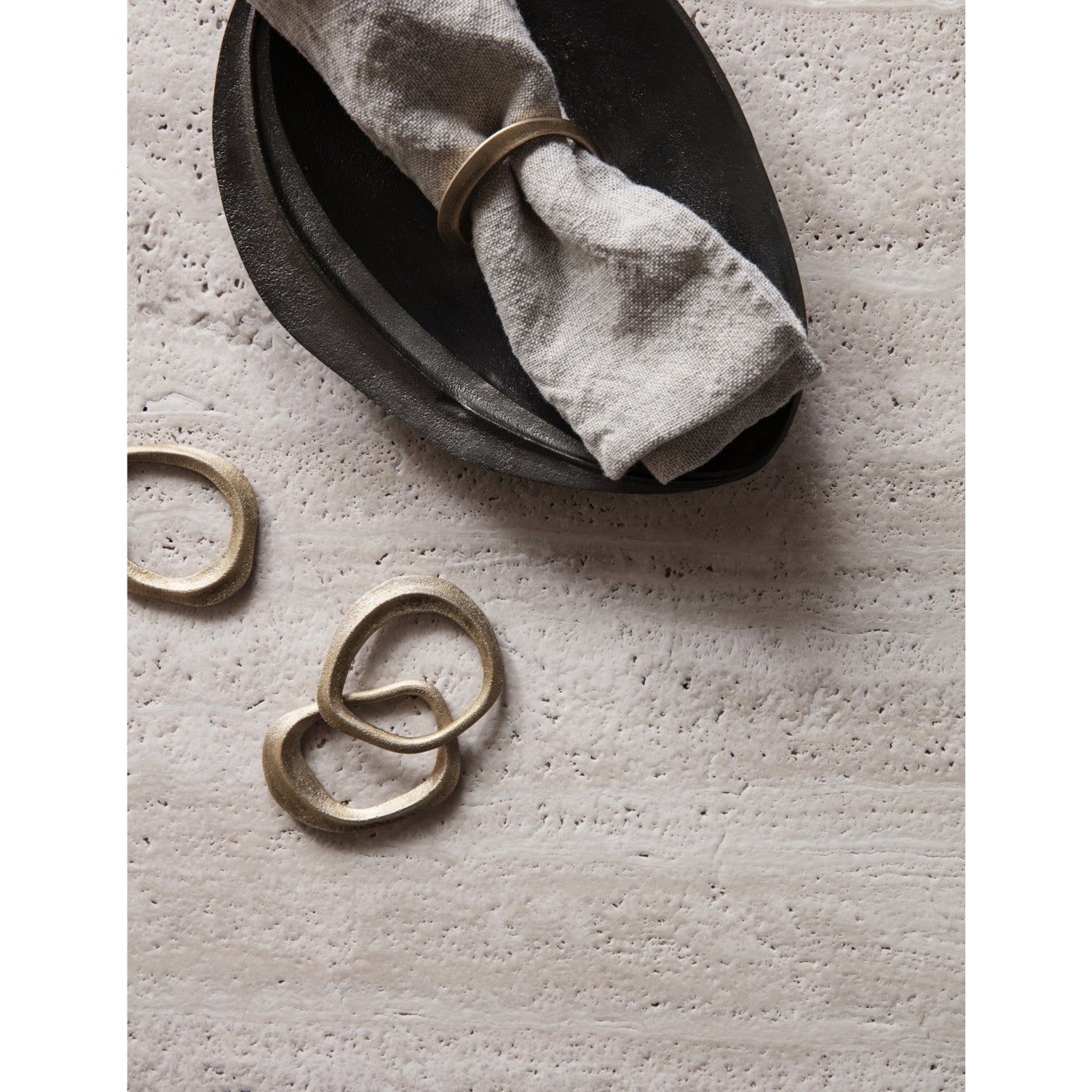 Ferm Living Flow brass napkin rings, imported from the UK