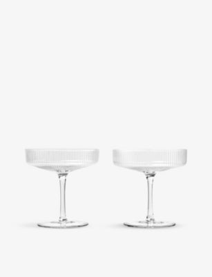 ferm LIVING glass champagne saucers set of two, imported from the UK