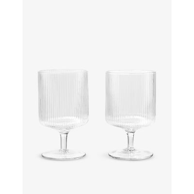 selfridges ferm LIVING Ripple Glass Wine Glasses Set of Two- Buy online at McGrocer