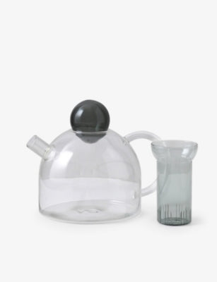 Ferm Living Still transparent glass teapot 1.25L with infuser, UK version