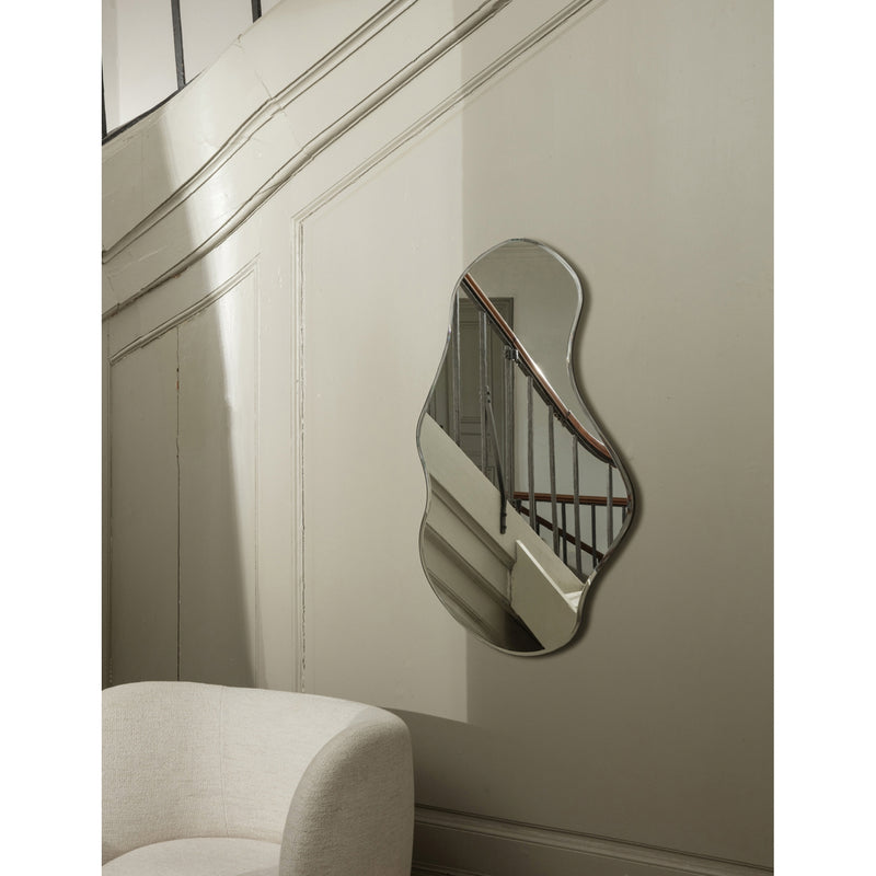 ferm LIVING organic-shaped chrome mirror 110cm, UK version