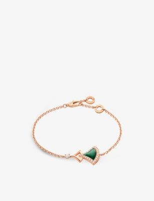Bvlgari Divas' Dream 18ct Rose-Gold Malachite and 0.31ct Diamond Bracelet