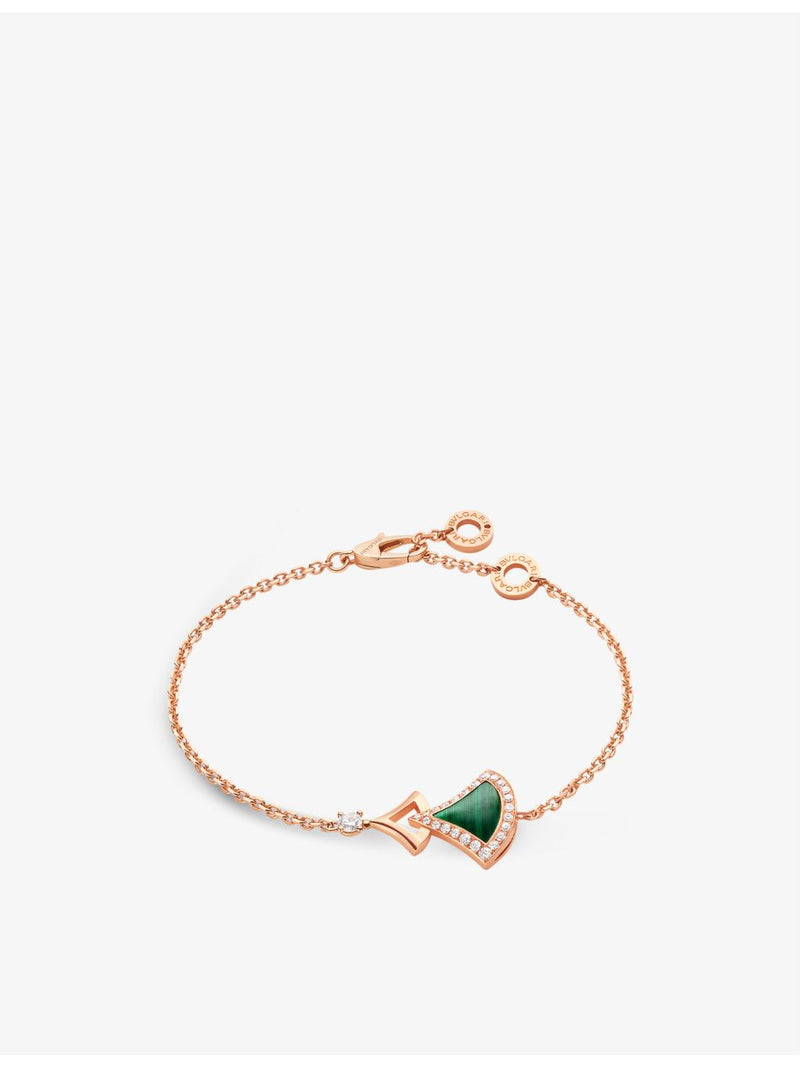 Bvlgari malachite diamond bracelet 18ct rose-gold (British brand)