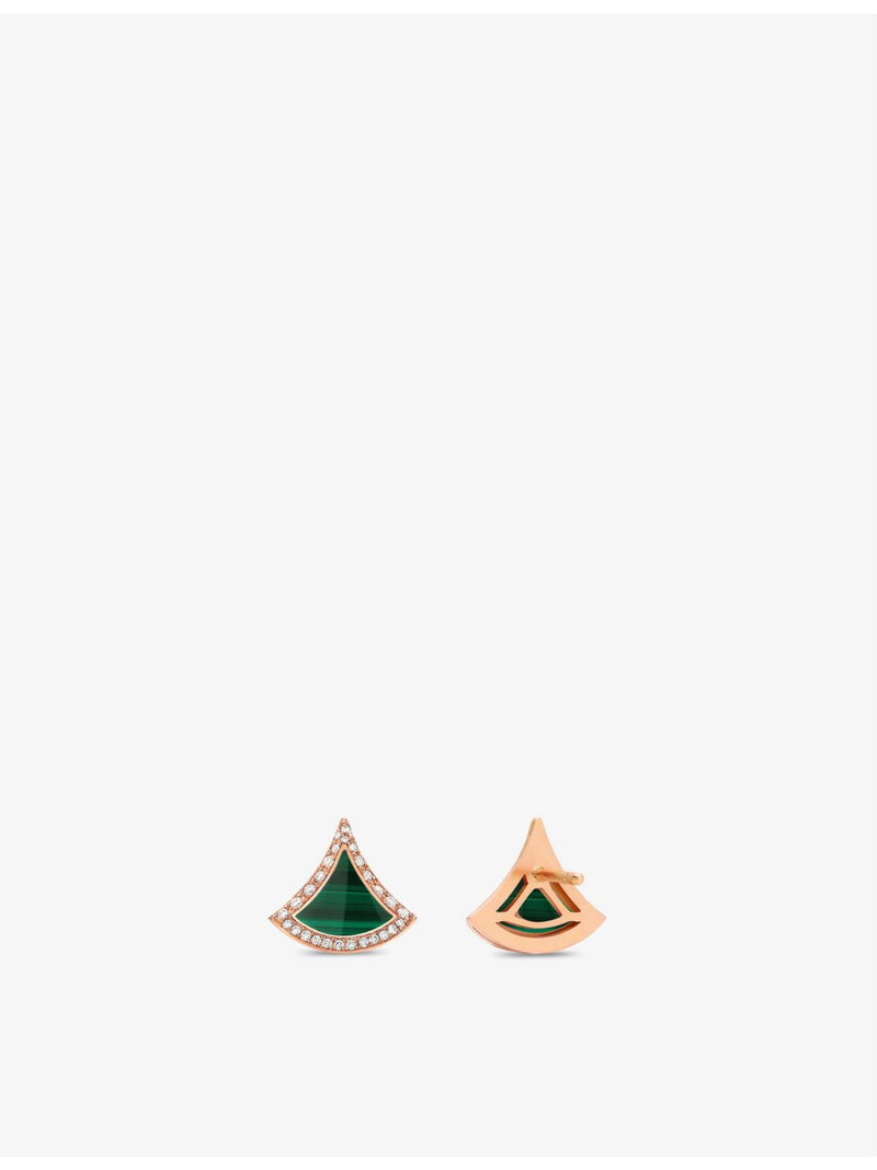 Bvlgari Divas' Dream 18ct rose-gold diamond malachite earrings - British product