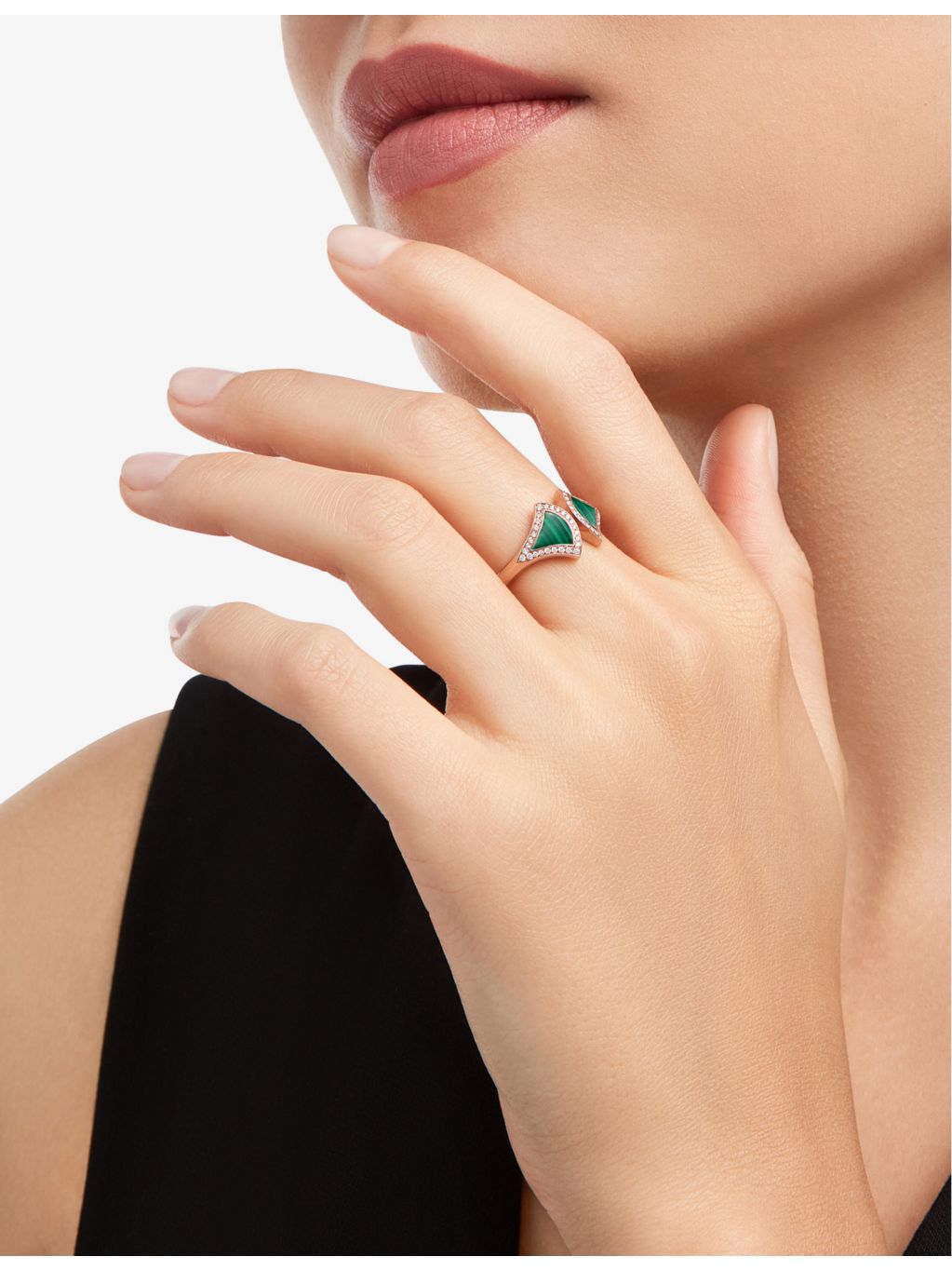Bvlgari Divas Dream rose gold malachite diamond ring, UK version