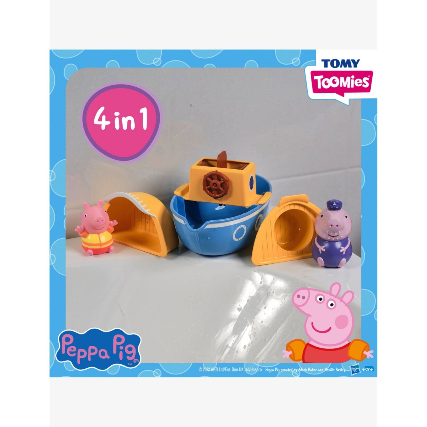 TOMY Toomies Grandad Pig Splash Boat bath toy, imported from the UK