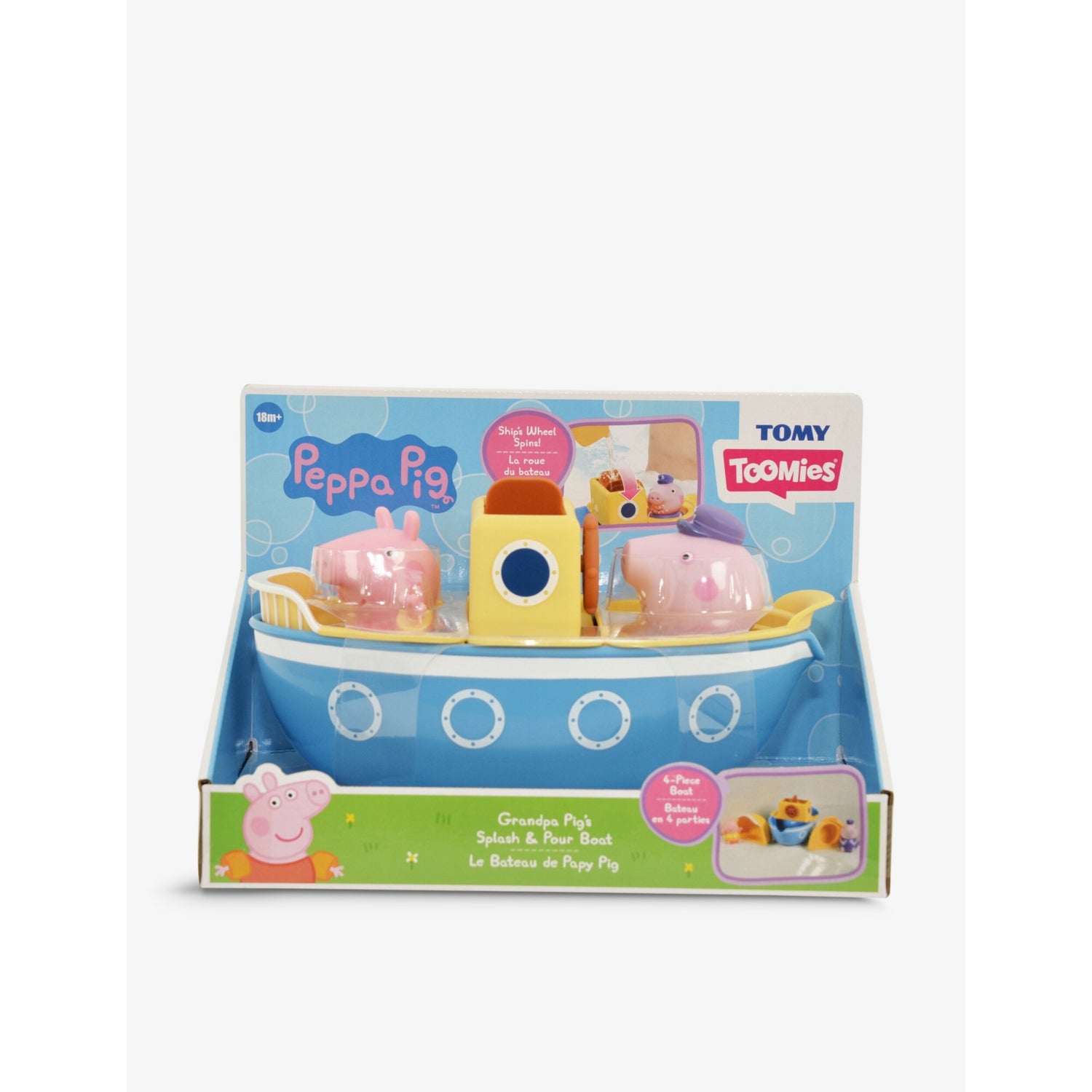 TOMY Toomies Grandad Pig Splash Boat bath toy, imported from the UK