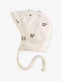 Konges Slojd cherry-embroidered cotton baby helmets 0-9 months - British product