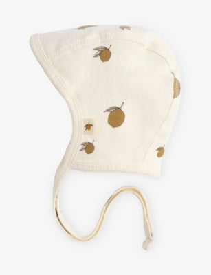 Konges Slojd cherry-embroidered cotton baby helmets 0-9 months - British product
