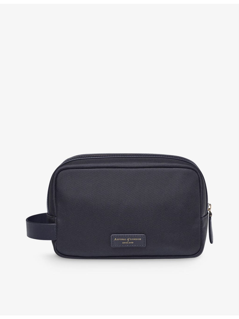 Aspinal of London logo-embellished zipped woven wash bag, UK version