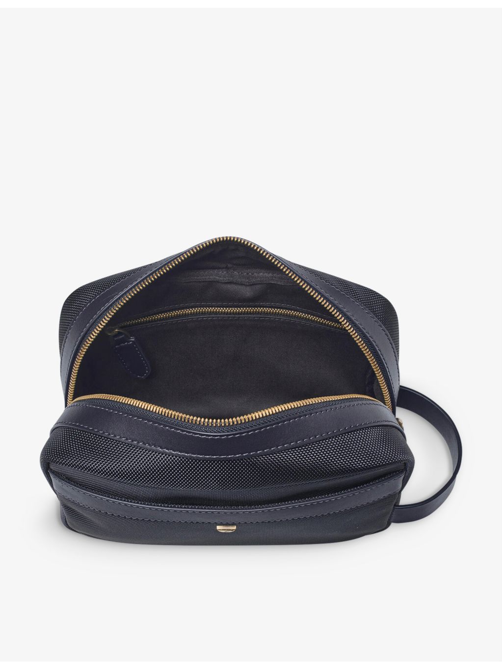 Aspinal of London logo-embellished zipped woven wash bag, UK version