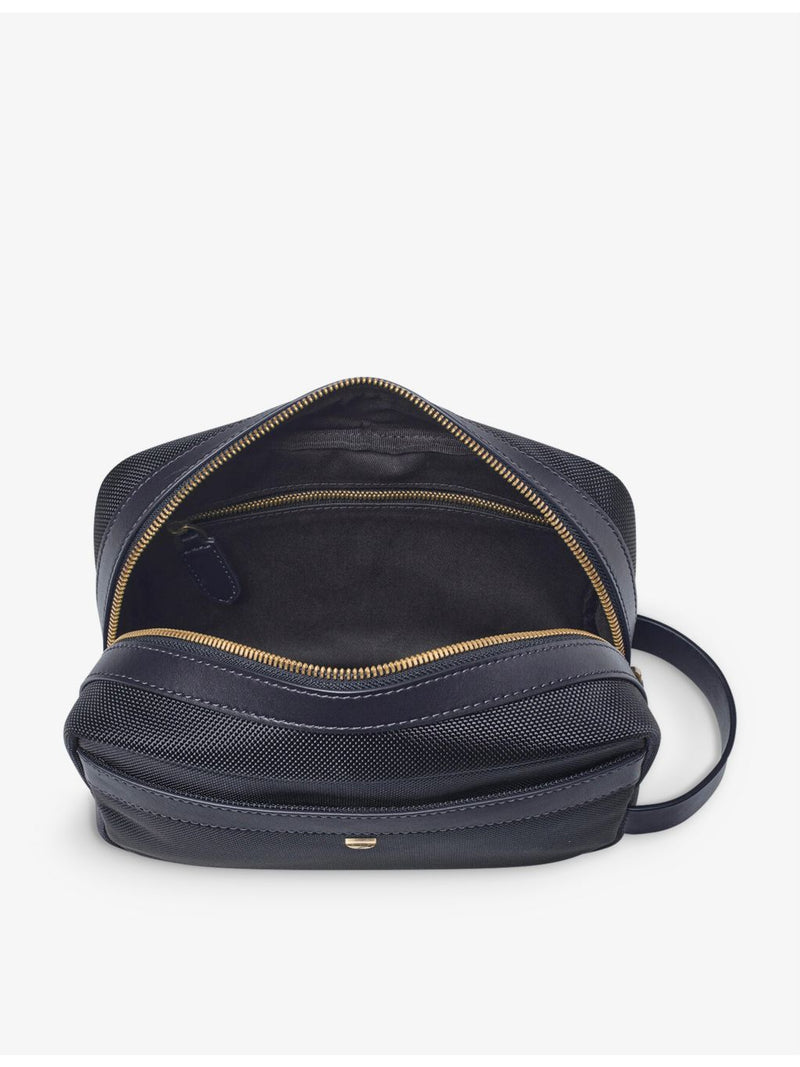 Aspinal of London logo-embellished zipped woven wash bag, UK version